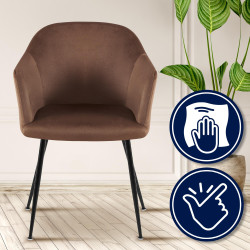 Chaise de salle à manger Jaysie, velours, marron