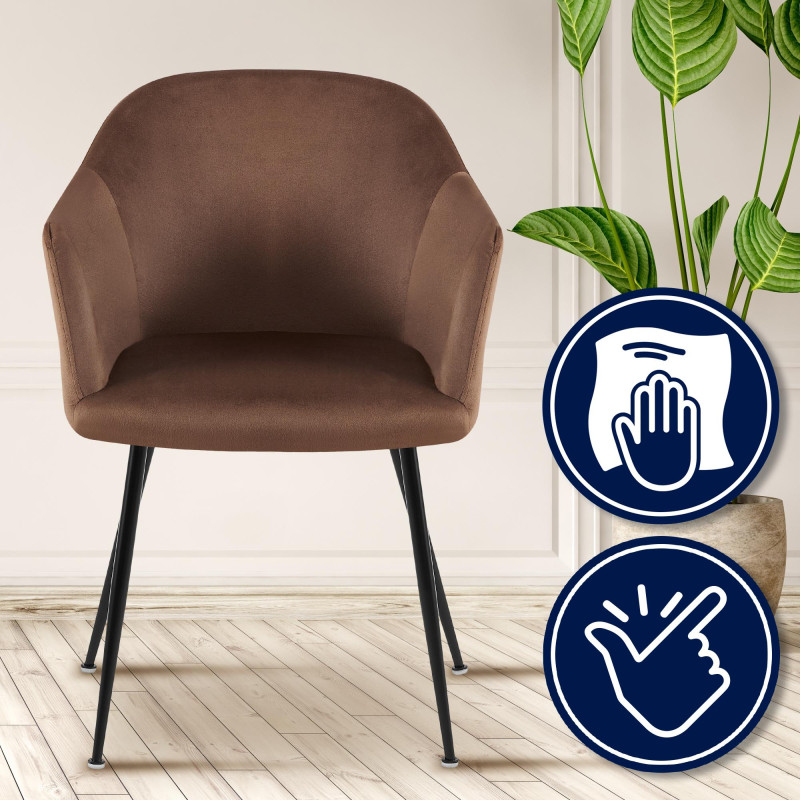 Chaise de salle à manger Jaysie, velours, marron