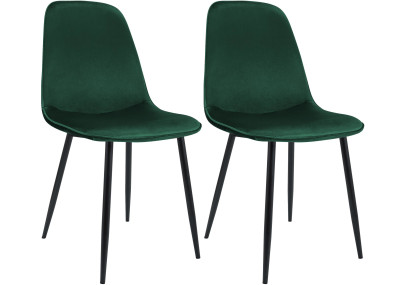 Ensemble de 2 chaises de salle à manger Maryam en velours vert