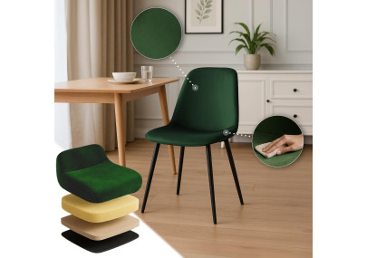 Ensemble de 2 chaises de salle à manger Maryam en velours vert