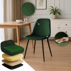 Ensemble de 2 chaises de salle à manger Maryam en velours vert