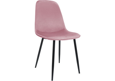 Chaise de salle à manger Maryam, velours, rose