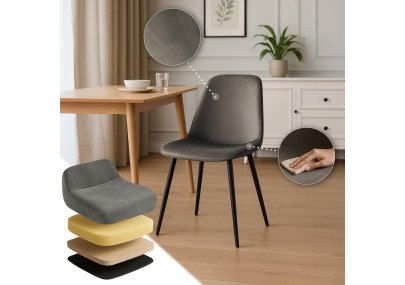 Chaise de salle à manger Maryam en velours anthracite