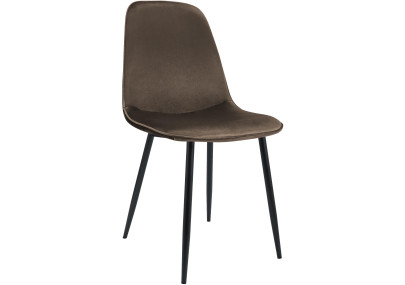 Chaise de salle à manger Maryam, velours marron