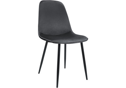 Chaise de salle à manger Maryam, velours gris foncé