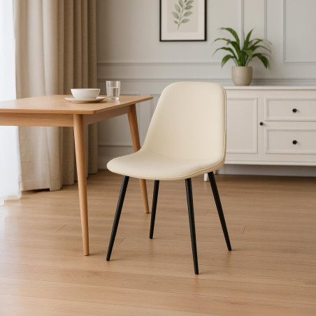 Chaise de salle à manger Maryam, velours, crème