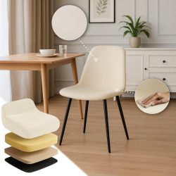 Chaise de salle à manger Maryam, velours, crème