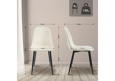 Chaise de salle à manger Maryam, velours, crème