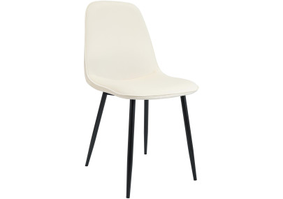 Chaise de salle à manger Maryam, velours, crème
