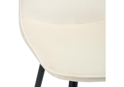 Chaise de salle à manger Maryam, velours, crème