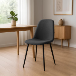 Chaise de salle à manger Maryam, tissu gris foncé
