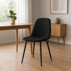 Chaise de salle à manger Maryam, tissu noir