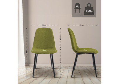 Chaise de salle à manger Maryam, tissu vert