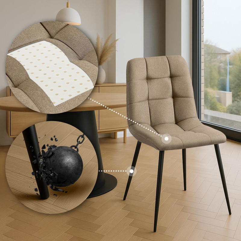 Chaise de salle à manger en tissu Antibes taupe