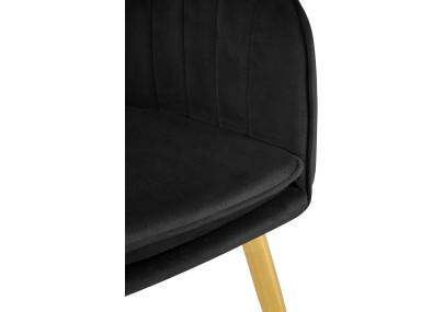 Chaise de salle à manger Cheryl, velours, or et noir
