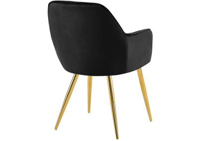 Chaise de salle à manger Cheryl, velours, or et noir
