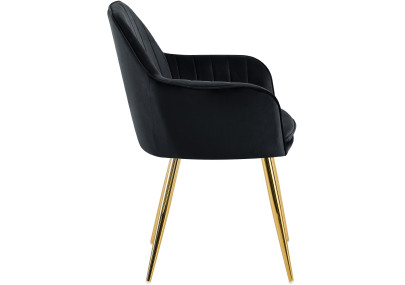 Chaise de salle à manger Cheryl, velours, or et noir