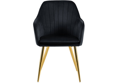 Chaise de salle à manger Cheryl, velours, or et noir