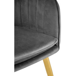 Chaise de salle à manger Cheryl, velours, or/gris foncé