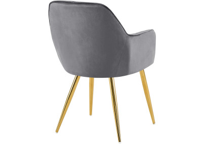 Chaise de salle à manger Cheryl, velours, or/gris foncé