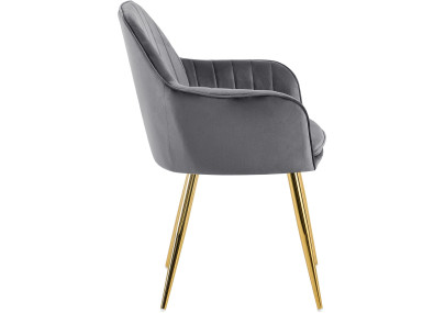 Chaise de salle à manger Cheryl, velours, or/gris foncé