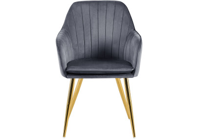 Chaise de salle à manger Cheryl, velours, or/gris foncé