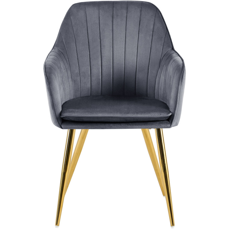 Chaise de salle à manger Cheryl, velours, or/gris foncé