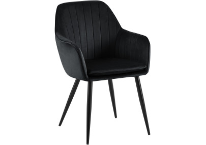 Chaise de salle à manger Cheryl, velours, noire