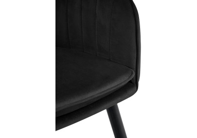 Chaise de salle à manger Cheryl, velours, noire