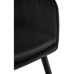 Chaise de salle à manger Cheryl, velours, noire