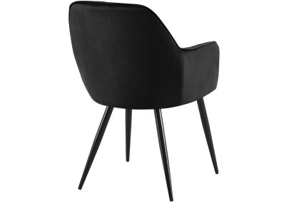 Chaise de salle à manger Cheryl, velours, noire
