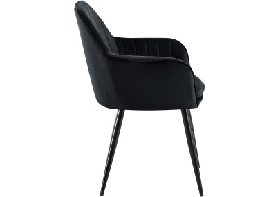 Chaise de salle à manger Cheryl, velours, noire