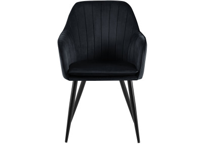 Chaise de salle à manger Cheryl, velours, noire