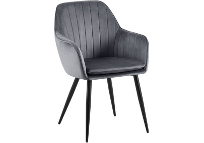 Chaise de salle à manger Cheryl, velours, noir/gris foncé