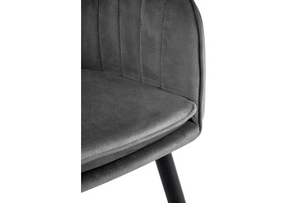 Chaise de salle à manger Cheryl, velours, noir/gris foncé
