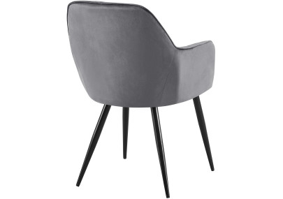 Chaise de salle à manger Cheryl, velours, noir/gris foncé