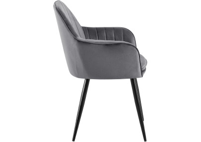 Chaise de salle à manger Cheryl, velours, noir/gris foncé