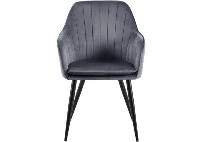 Chaise de salle à manger Cheryl, velours, noir/gris foncé