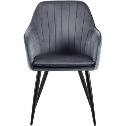 Chaise de salle à manger Cheryl, velours, noir/gris foncé