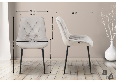 Ensemble de 2 chaises de salle à manger Wallace en velours gris