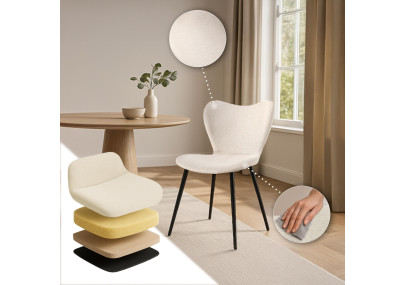 Chaise de salle à manger Maika, tissu crème