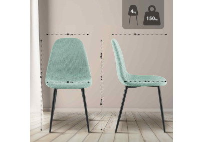 Chaise de salle à manger Napier, tissu vert clair