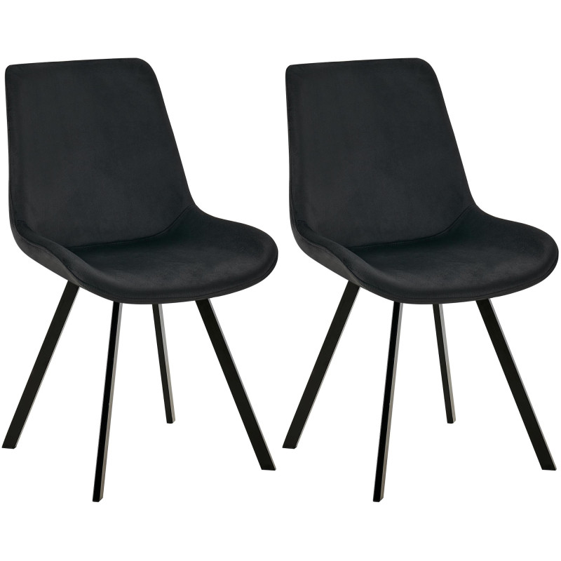 Ensemble de 2 chaises de salle à manger Lewes en velours noir