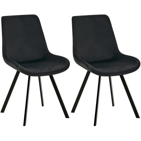 Ensemble de 2 chaises de salle à manger Lewes en velours noir