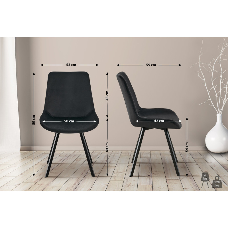Ensemble de 2 chaises de salle à manger Lewes en velours noir