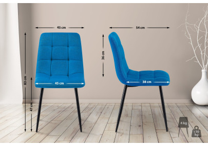 Ensemble de 2 chaises de salle à manger Tilde, tissu bleu clair
