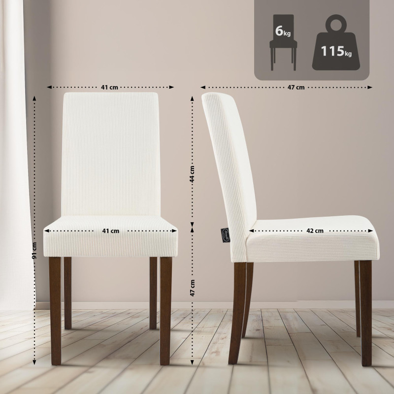 Chaise de salle à manger Ina Cord crème foncé antique