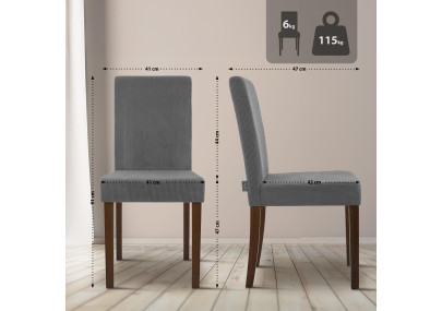 Chaise de salle à manger Ina Cord gris foncé antique