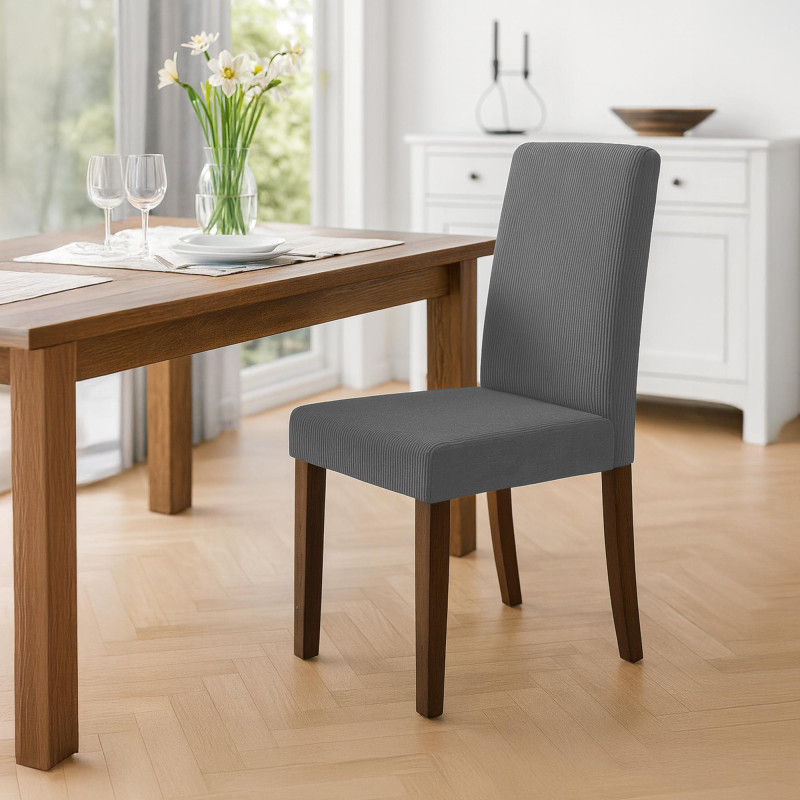 Chaise de salle à manger Ina Cord gris foncé antique