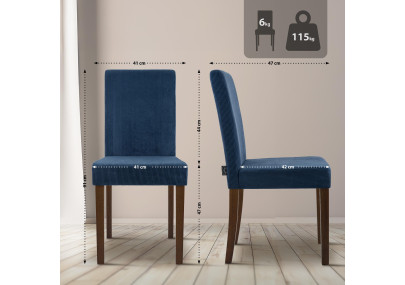 Chaise de salle à manger Ina Cord bleu foncé antique